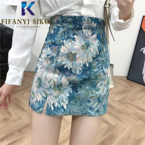 Floral Print Fashion High Waist Skirt Women 2021 Spring Autumn New Sexy Mini Skirt Female Casual A-Line Package Hip Short Skirts