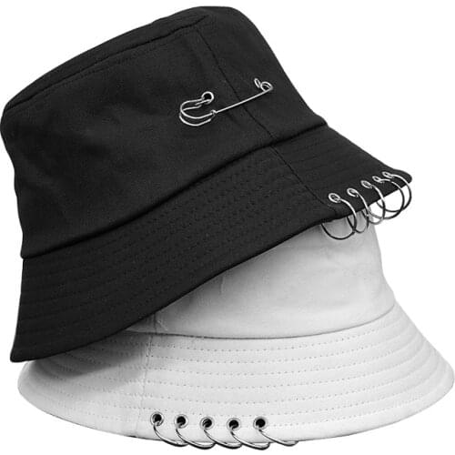 2021 Fashion Womens Bucket Hat Ring Women Black Bob Hat Hip Hop Fishing Cap Summer Panama Fisherman Streetwear Cap