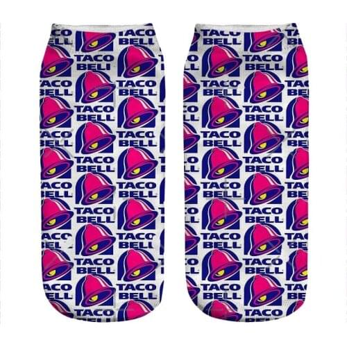 Womens socks kawaii purple Taco Bell Logo Printed Socks Woman harajuku Happy Funny Novelty cute girl gift Socks for women