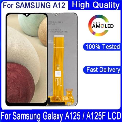 6.5"Original A12 LCD For Samsung Galaxy A12F LCD Display With Frame SM-A125F /DSN LCD Screen Touch Screen Assembly Repair Parts