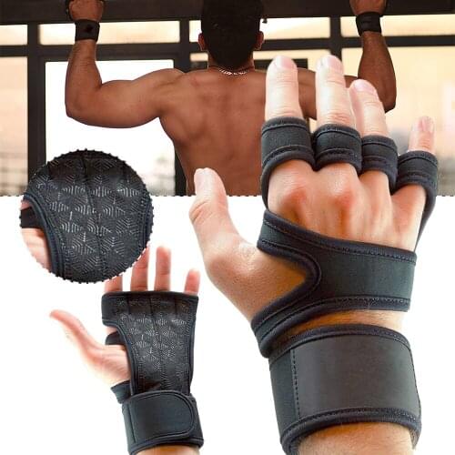 1 Pair Weight Lifting Training Gloves Women Men Fitness Sports Body Building Gymnastics Grips Gym Hand Palm Protector Gloves