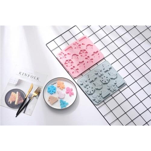 1pcs Gingerbread Man Snowflake Christmas Day Chocolate Silicone Mold Cake Tools Cake Decoration Accessories Fondant Cake Molds