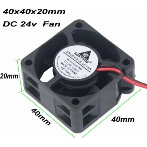 100 pcs Gdstime 4cm Ball Bearing 40x40mm DC Brushless 4020 24V Heatsink Cooling Fan 40mm x 20mm Smart Small Radiator Cooler
