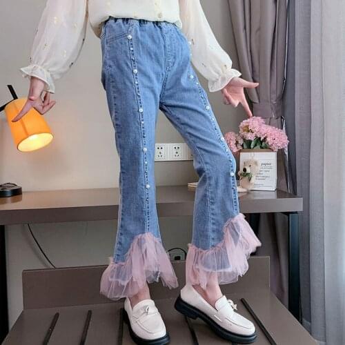 2 Colors Fashion Clothes Regular Denim Pants Spring Autumn Children Baby Girl Casual Cowboy Long Trousers 4-13Yrs Girls Jeans