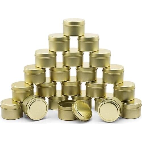 24Pcs Candle Container Round Tin Can 6.5 X 4.5Cm Retro Candle Box With Lid,For Travel Storage, Camping Candle Making