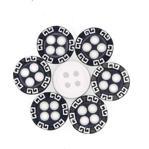 50PCs Resin Buttons 4 holes Round Totems Button Latest Design Scrapbooking Sewing Accessories Craft JS9011 12.5mm