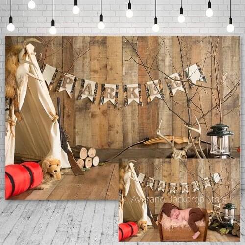Avezano Backdrop Tent Wood Wild Animal Hunting Parker Boy Photography Backgrounds Photo Studio Photozone Photocall Decor Props