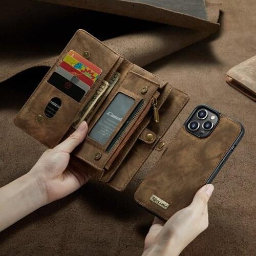 CaseMe Multifunction Wallet Case For Iphone X XS Max XR Vintage Genuine Leather Outdoor Case For Iphone 6 7 8 Plus 12 11 Pro Max