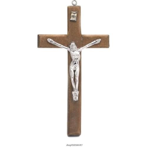 Wooden Jesus Cross Pendant Christ Suffering Statue Cross Religious Prayer Jesus Decoration Religious Prayer Hand Holding au26 21