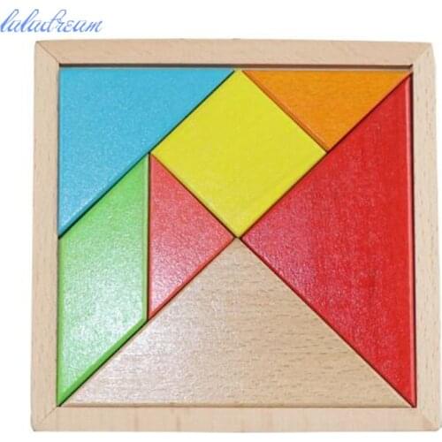 Children Mental Development Tangram Wooden Jigsaw montessori materials Toys Geometric Tangram Puzzle Square Toys