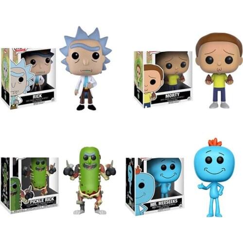 Funko pop Rick and Morty Cartoon Figure Model Vinyl Dolls MR.MEESEEKS PICKLE RICK with Laser Collectibles Gift Toys for Children