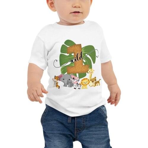 1st first Wild one 1 year old animal lion T Shirt Woodland jungle Safari themed boy Birthday decoration gift present Photo props
