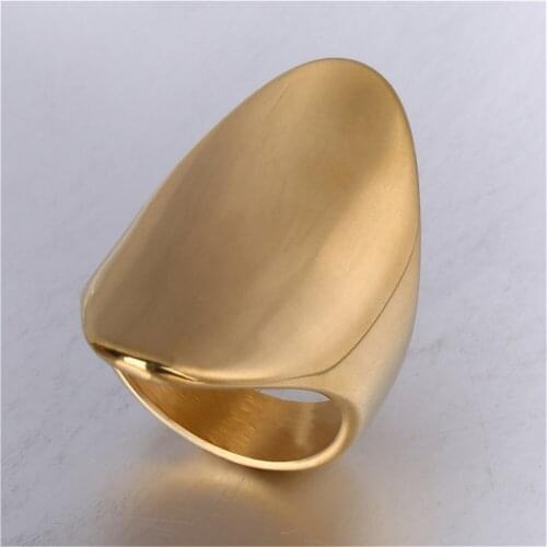 Geometric Ring Gold Color Stainless Steel Oval Polished Big Rings For Women Punk Fashion Party Jewelry Gifts Dropshipping
