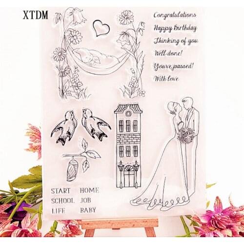 Hot sale romantic wedding Transparent Clear Stamps / Silicone Seals Roller Stamp for DIY scrapbooking photo album/Card Making