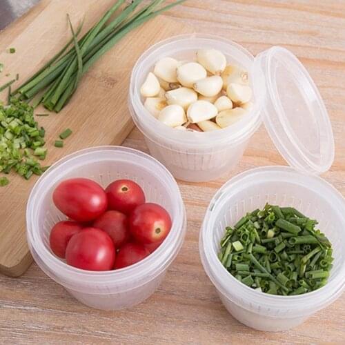 Mini Round Storage Box For Onion Fruit Ginger Garlic Food Crisper Organizer