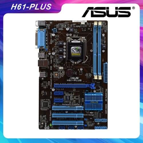 H61-Plus LGA 1155 Motherboards ASUS Intel H61 DDR3 Original Motherboards 16G for i3 i5 i7 Desktop Mainboard Passed Test