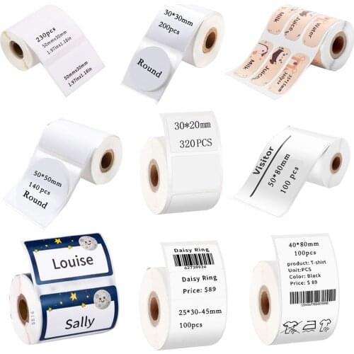 Mini Thermal Printer Sticker Paper For Phomemo M110 Printer DIY Adhesive Sticky Notes 50 40 30 20mm Round Rolls Photo Papers