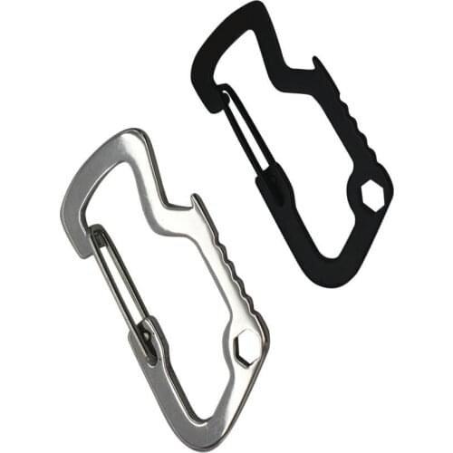 Stainless Steel Multi-function D-shaped Buckle Carabiner Bottle Opener Snap Hook Quick Hook