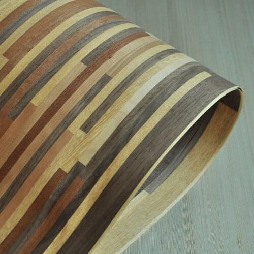 Natural Five Color Maple Walnut Sapelie Panda Veneer Parquet Wood Veneer with Fleece Backer Size 2500X430X0.25 MM