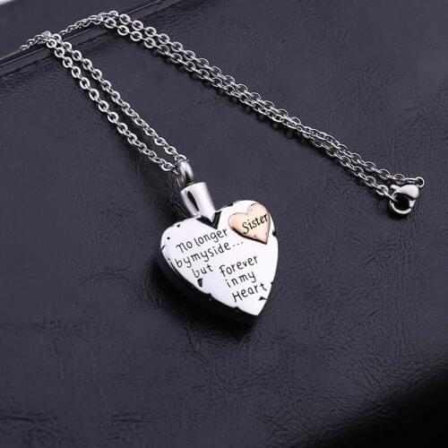 Stainless Steel Heart Shaped Memorial Urns Necklace Human/ Pet Ash Casket Cremation Pendant Necklace Jewelry
