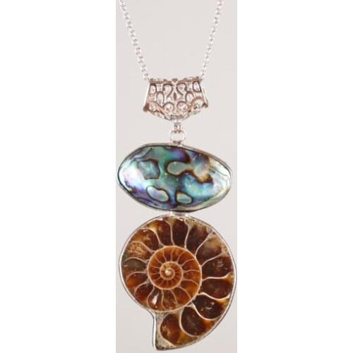 NEW Natural abalone shell Screw Thread Stone Silver plated pendant 1PCS