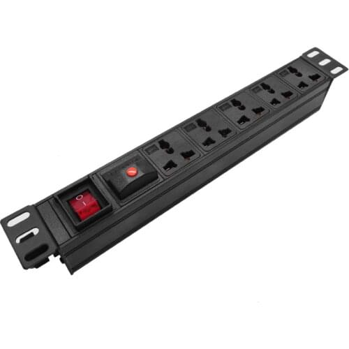 PDU Power Strip Aluminum alloy Cabinet Socket Double Break Switch 5 AC Way OUTLET Universal Socket girt Overload protection