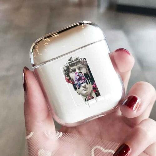 Transparent Statue Luxury Earphone Case For Airpods 1/2 Soft Case Black Art Style Earphone Cases Cover For Airpods Accessories