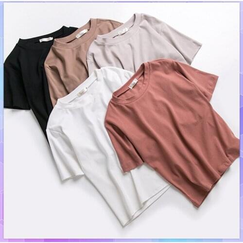 Plus Size Solid T-shirt Women 2021 Vogue Vintage Tshirts Female Clothing O Neck Short Sleeve Tees Best Friends Lady Girl Tops