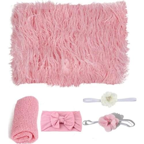 Newborn Photography Props Baby Swaddle Wrap+Blanket+Headband Set Infants Photo Shooting Clothing Accessories