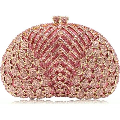 Luxury Gold Metal Clutch Bag Crystals Women Evening Clutch Bags Pink Clutches Fashion Ladies Party Purse Black Banquet Handbags