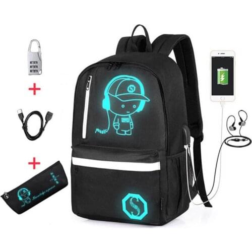 Male Backpacks USB Charging Student School Backpack Anti theft 15.6 inch Laptop Bag for Teenagers Boys Luminous Backpack