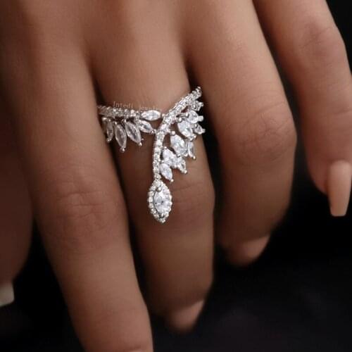 Silver Color Cubic Zircon Ring For Women Charm Gold Color Adjustable Flower Engagement Finger Ring Crystal Wedding Ladies Gifts