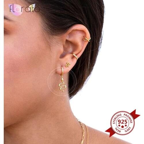 Snake Earrings 925 Sterling Silver Ear Buckle Animal Drop Earrings for Women Fashion Jewelry Prevent Allergy Huggie Hoop Earring