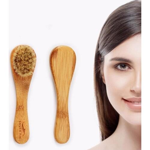 Face Cleaning Brush Handheld Bath Shower Brush Burr-free Glowing Skin Wooden Face Cleaning Beauty Tools