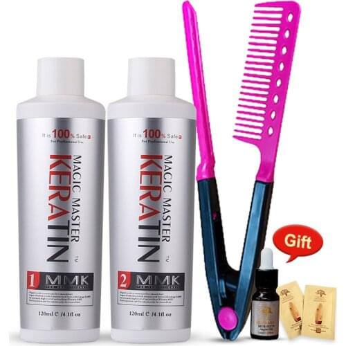 MMK Magic Master Keratin Hair Treatment Without Formalin 120ml Purifying Shampoo Professional For Hair Comb Smell Coconut Oil