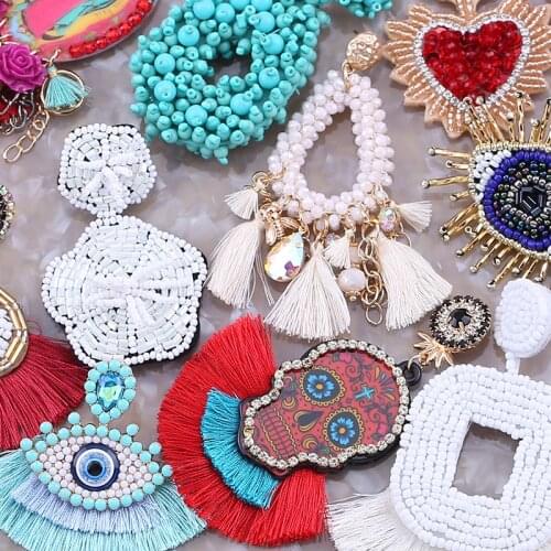 Sehuoran Boho Statement Earrings New Design Geometric Earrings For Women Hanging Dangle Earrings Drop Earrings Bohemian Jewelry