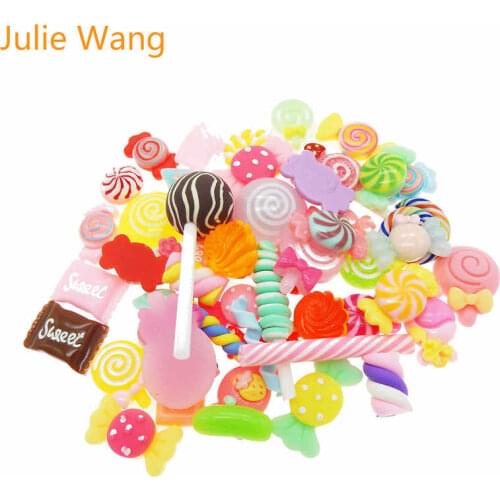Julie Wang 20PCS Randomly Sent Resin Colorful Lollipop Candy Slime Charms Pendants Jewelry Necklace Bracelet Accessory Hnadcraft
