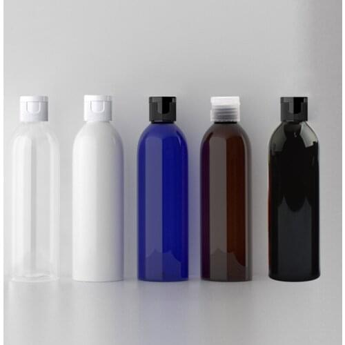 30pcs 250ml Multicolor empty PET plastic bottle flip top caps shampoo lotion cosmetics bottles clear travel Shower Gel bottles
