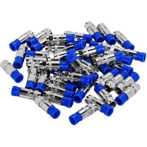 50PCS RG6 Compression Connectors Coaxial Cable Waterproof Connection F Compression Connector RG6 Coaxial Compression Tool