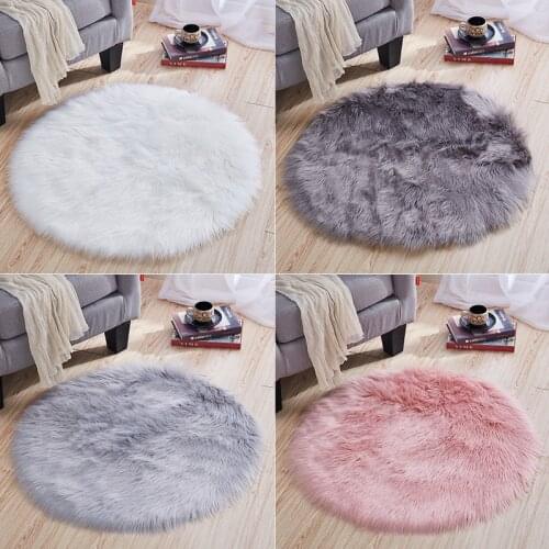 6 colors imitation wool round carpet computer chair plush mat bedroom hanging basket rug window decoration carpet crawling rug