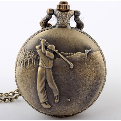 Antique Quartz Pocket Watch steampunk Vintage Elegant Design Chain Golf Christmas Gift Glass Lockets reloj de bolsillo