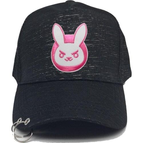 2021 Halloween Costume D.VA rabbit ear cotton embroidery snapback DVA Baseball cap women men cartoon Comic