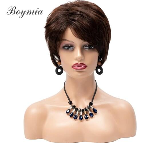 Boymia Synthetic Wigs Short Hair Brown Fiber Cosplay Party Wigs