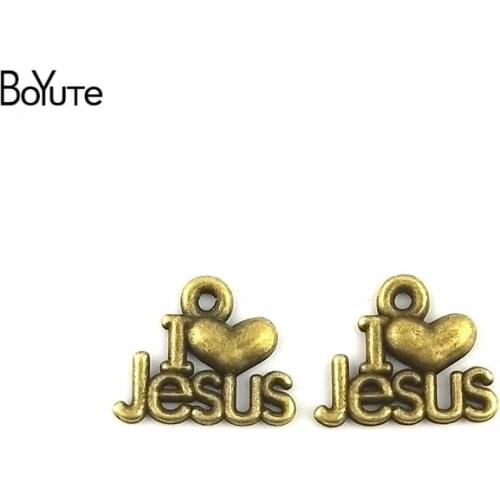 BoYuTe (100 Pieces/lot) 16*13MM Antique Bronze Plated Zinc Alloy Heart Word Charms for Jewelry Making Accessories Diy Handmade