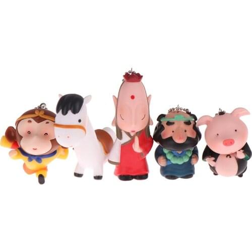 Journey To The West Tang Seng Monkey King Pig Bajie Junior Brother Sha White Horse Kawaii Doll Keychain Pendant Anime Toy