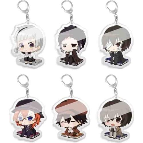 Anime Bungo Stray Dogs Keychain Double Sided Key Chain Acrylic Pendant Cosplay Accessories Cartoon Key Ring Fans Gift