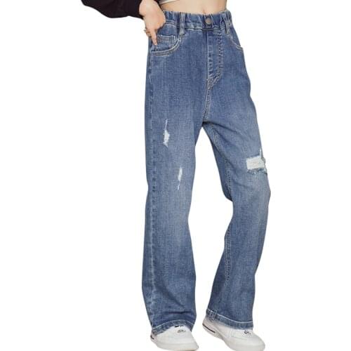 Jeans Girl Hole Jeans For Girls Casual Style Jeans Kids Spring Autumn Clothes For Girls 6 8 10 12 14