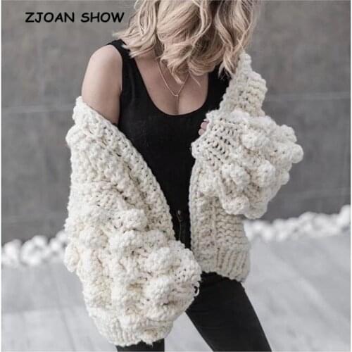 9 colors Street V Neck Ball shape Cardigan Sweater Retro Women Long Sleeve Knitted Knitwear Jumper kleding jerseis mujer femme