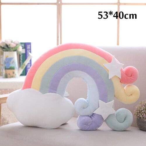 HOT Seat Cushion Candy Color Cloud Star Moon Plush Doll Pillow Colorful Rainbow Pillow Cushion Gift for Friend Sofa Home Decor