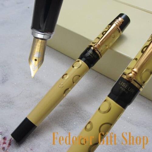 LISEUR L601 fashion Gold Circle pattern Fountain pen F nib Business gift ink pen